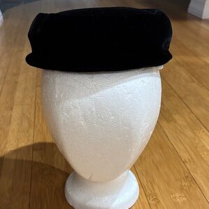 Vintage Black Velvet Pillbox Hat